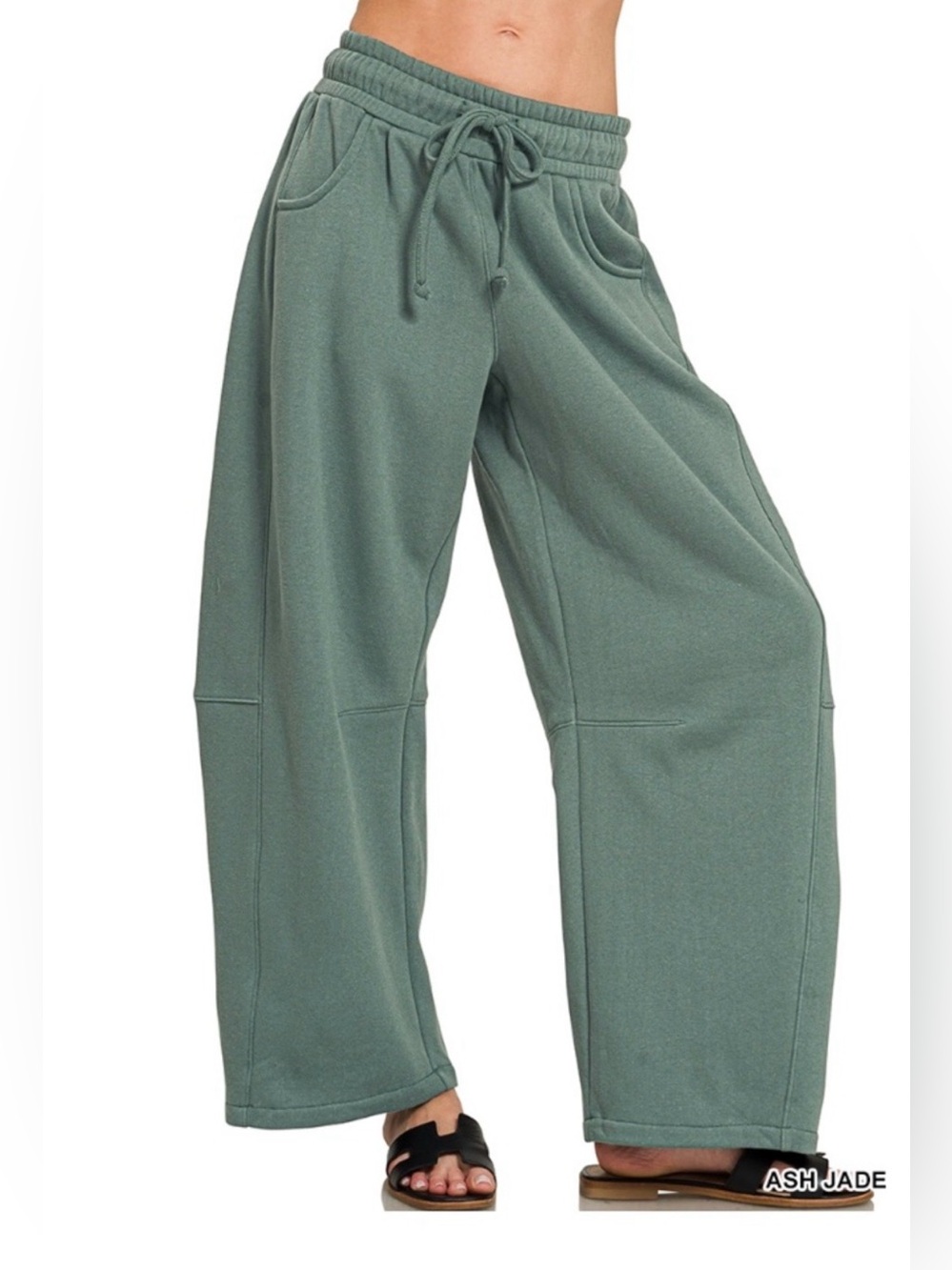 Zenana Outfitters Ash Jade Wide Leg Drawstring Pants